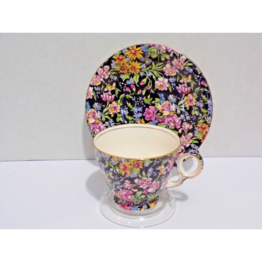 Vintage Nantwich Royal Winton‎ Bone China from England Floral Tea Cup & Saucer